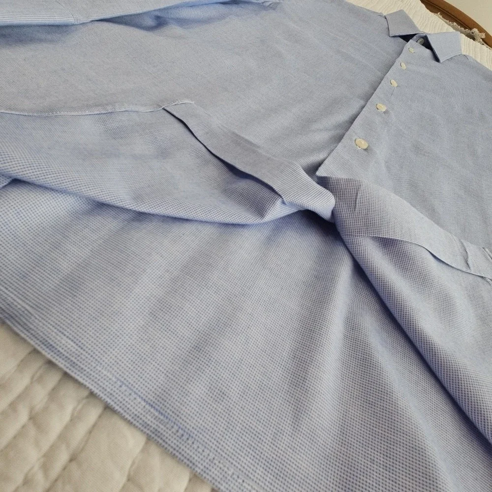 Banana Republic Mens XL Tall Blue Athletic Fit Wrinkle Resistant Plaid Shirt EUC